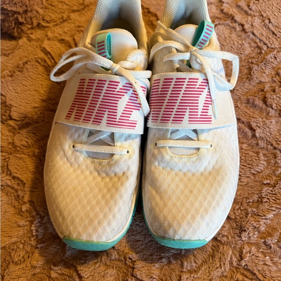 Nike sneakers7 1/2.very good cond. worn a handful of times white turquoise  pink - Picture 1 of 5